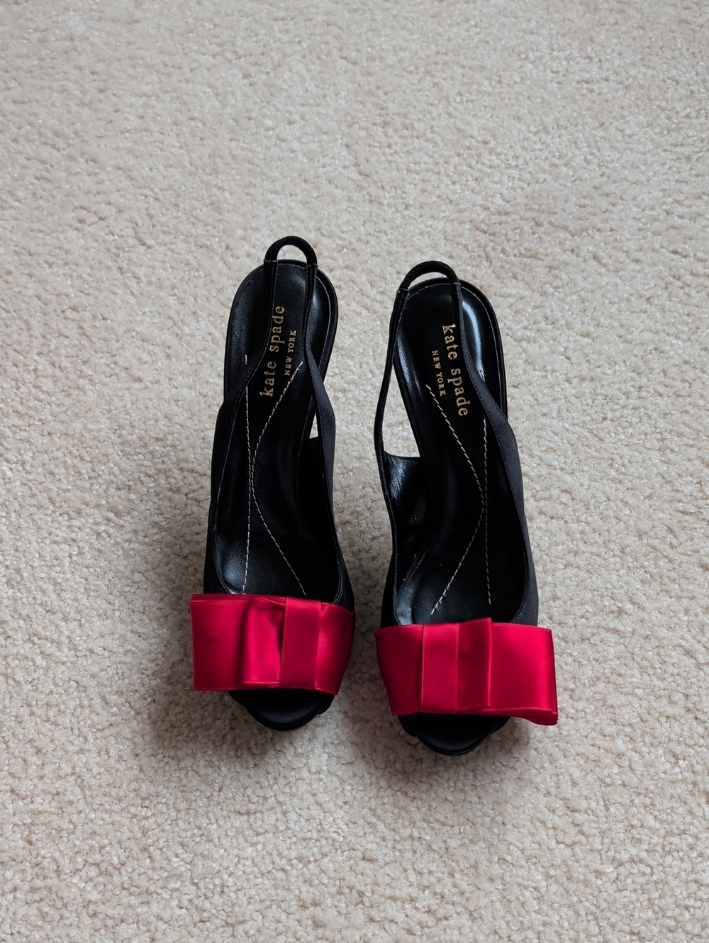 Pretty Black And Red Satin Kate Spade Heels 👠